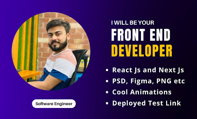 be your front end developer with react js tailwind css