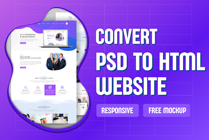 Convert psd template to html website design, vanilla html css js site ...