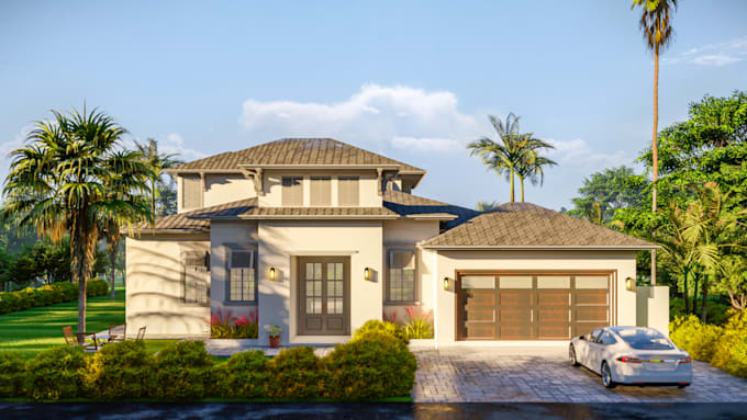 do exterior design with high quality 3d realistic rendering