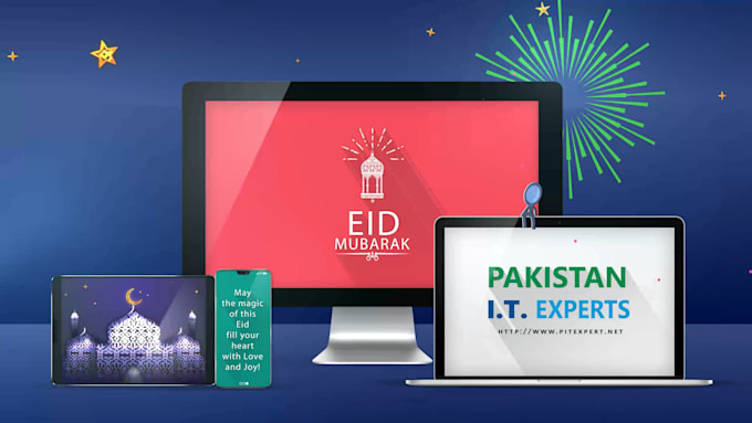 create stunning ramadan mubarak and eid greetings with logo