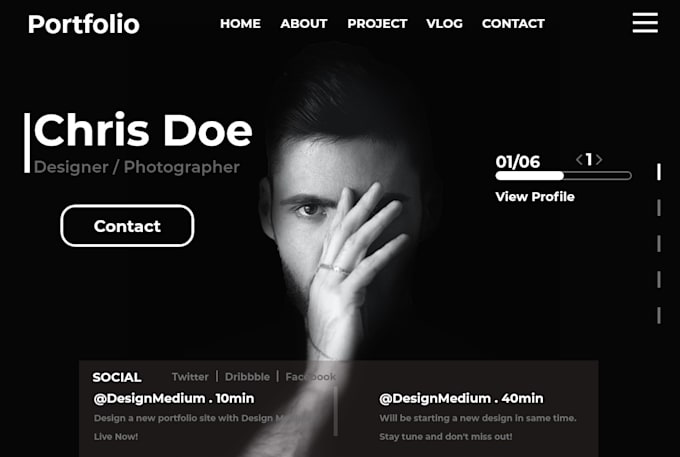 design modern portfolio website UI UX in adobe xd