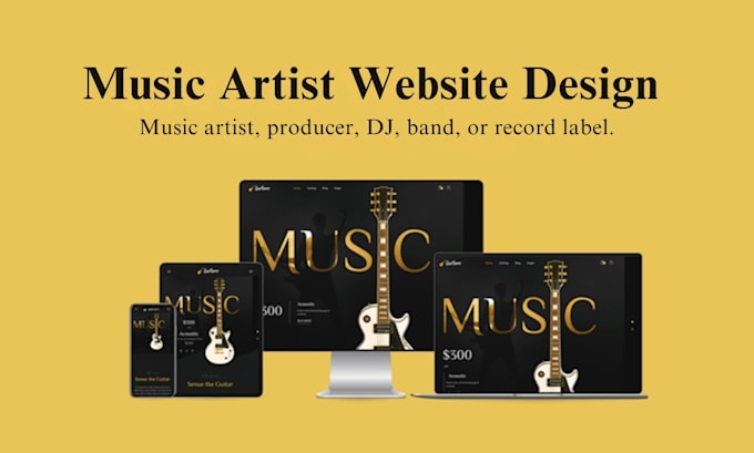 design a music website for artist, podcast band, episodes,dj