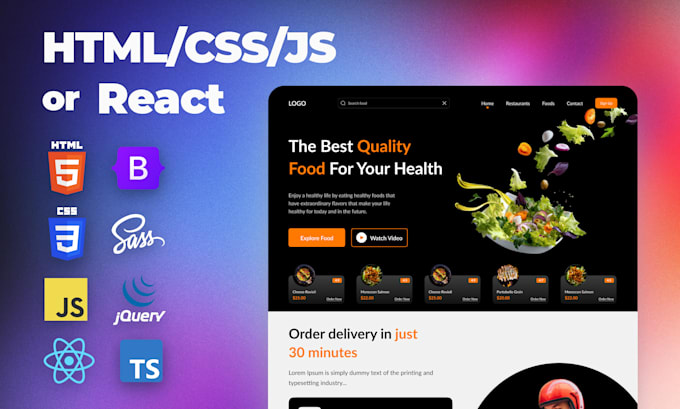 do your website development in clean HTML CSS javascript