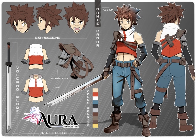  Dibujar una hoja de diseño de personajes de anime profesional de Andrarte