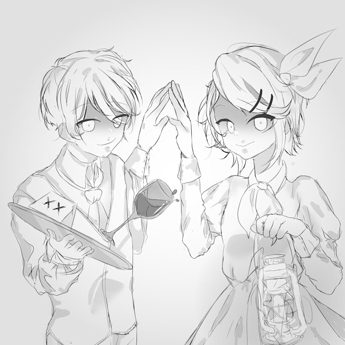 Draw anime manga manhwa style characters black and white by Marinekat ...