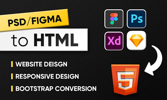 Convert figma to html, psd to html, skecth to html css bootstrap by ...