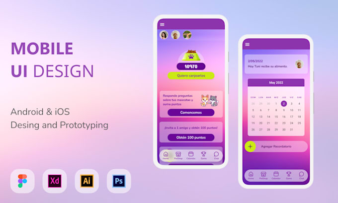 Design mobile app ui ux with figma for ios or android by Josefinagc ...