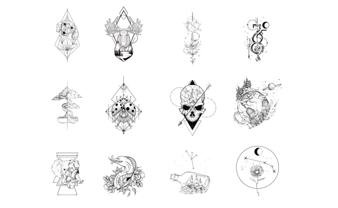 Make custom tattoo geometric and minimalist design for you by Aliifauzan_ |  Fiverr