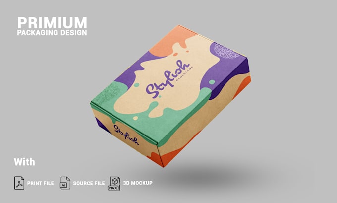 do packaging box design, subscription box, mailer box, product box and 3d mockup