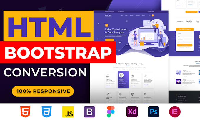 convert figma to html css, xd to html responsive bootstrap 5