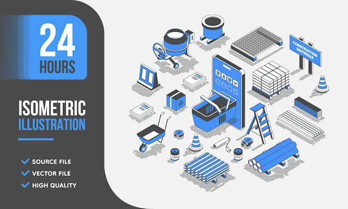 design professional isometric illustration in 24 hours
