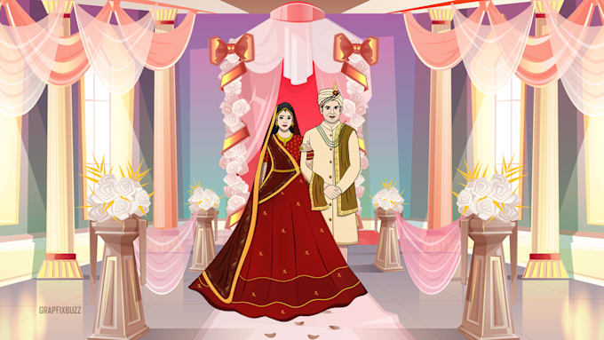make your animated wedding invitation video with caricature