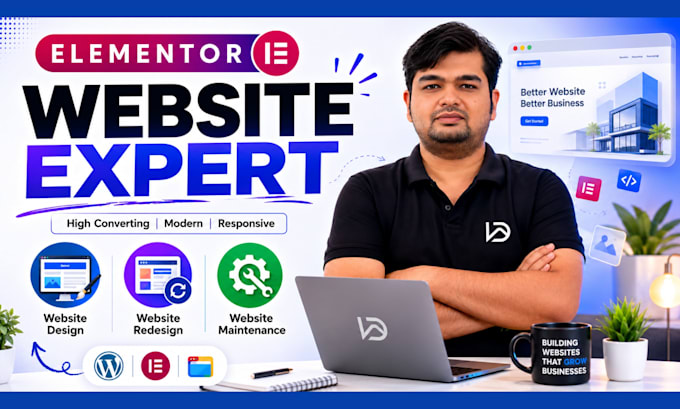 design a modern and responsive wordpress website using elementor pro
