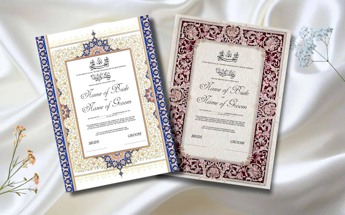 design customized nikkah certificates, nikkah nama
