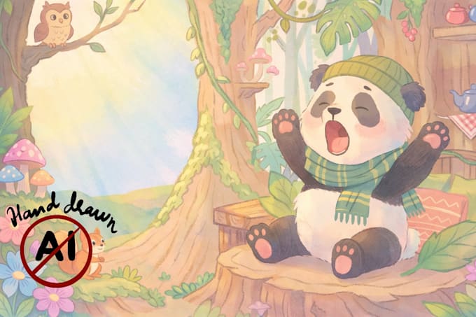 create pastel book illustrations, hand drawn no ai