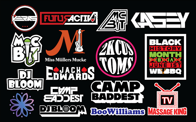 design dj logo, music custom typography and t shirts design
