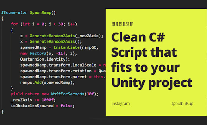 Create csharp script to game on unity engine by Maxatid | Fiverr