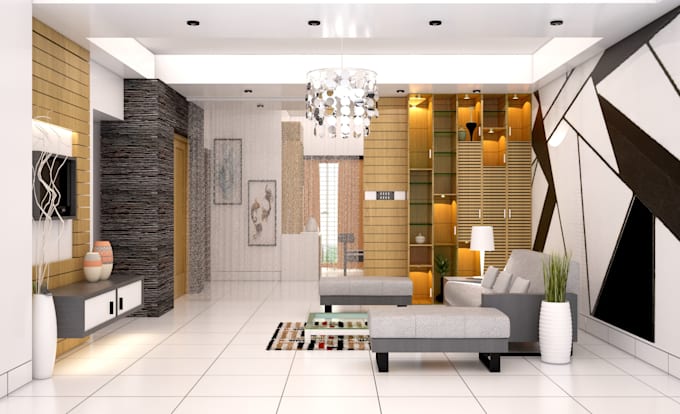 do architectural interior design with realistic 3d rendering