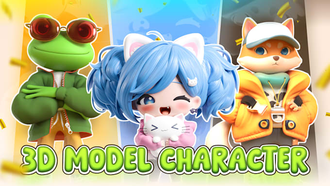create 3d cute character modeling design for game printing sclupting