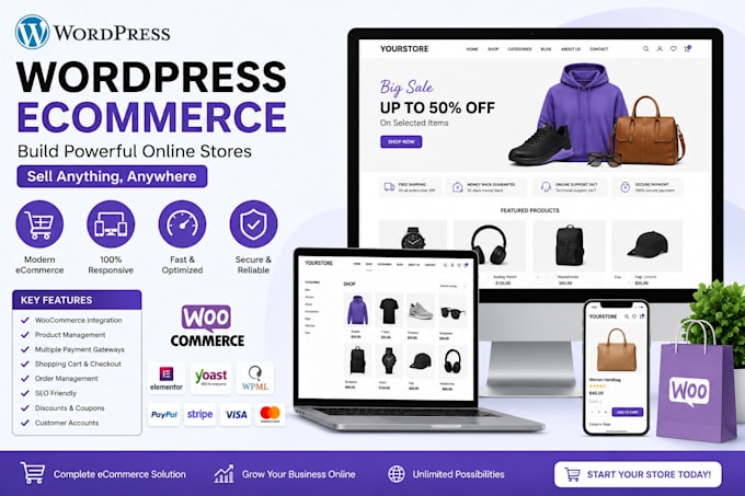 build a professional wordpress website with woocommerce