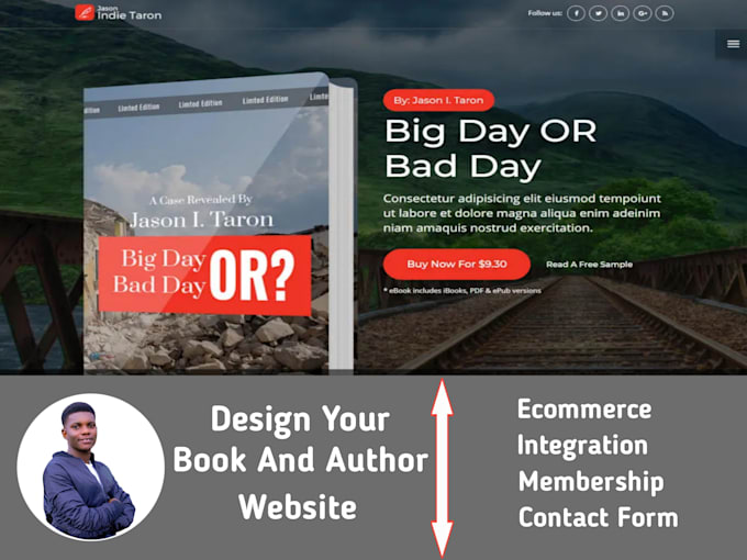 design beautiful book author website, ebook website, book launch website