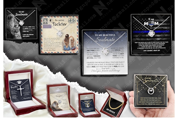 design message card, engraved watch, dog tag, pendant