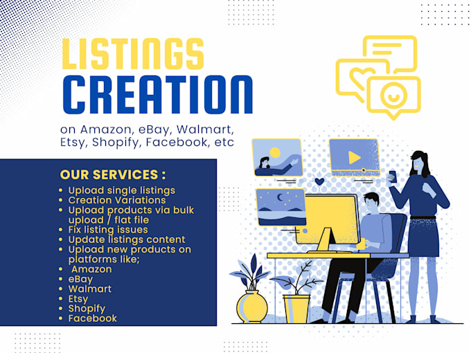 create product listings, variation for amazon, ebay, walmart