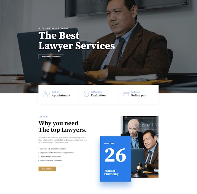 design attorney, lawyer and law firm wordpress website