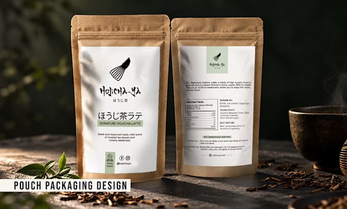 design tea packaging, tea label, pouch and box design