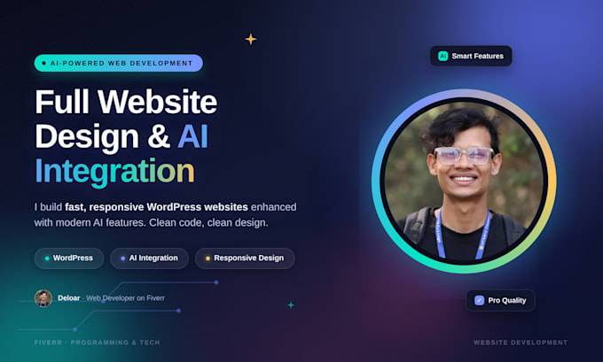 create a ai powered responsive wordpress website design, custom business website