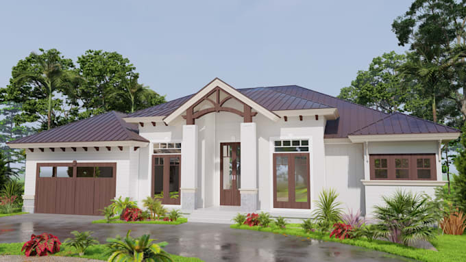 do exterior and interior rendering 2d and 3d floor plan