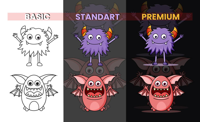 Draw cute monster cartoon character, mascot, stickers by Albannastudios |  Fiverr