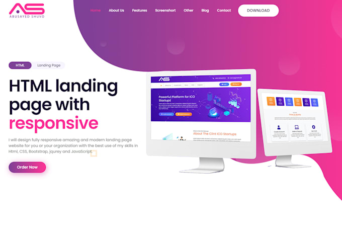 design HTML landing page with responsive