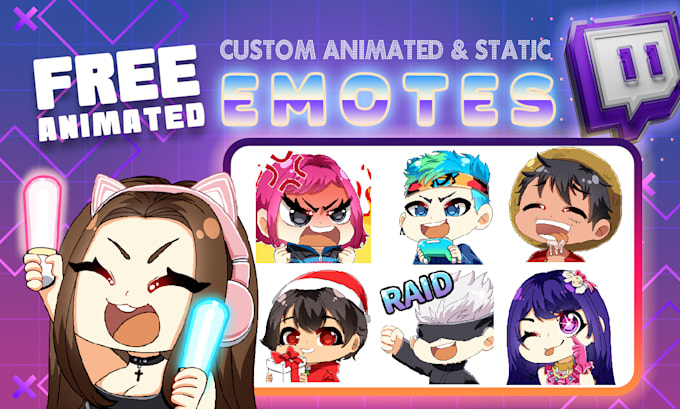 create chibi emote twitch, animated emotes, and sub badges