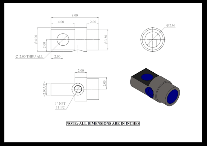 Create 2d drawing and 3d model using solidworks and autocad by ...