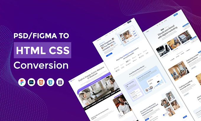 convert psd to html or figma to html css bootstrap responsive website