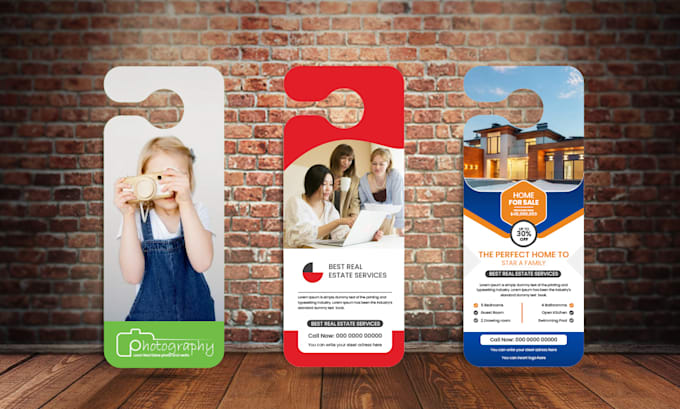 design a modern door hanger design for your real estate business