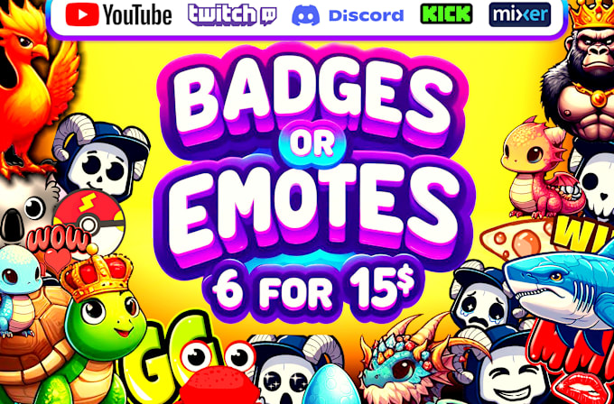 design custom sub badges emotes emoji for twitch youtube discord kick subscriber