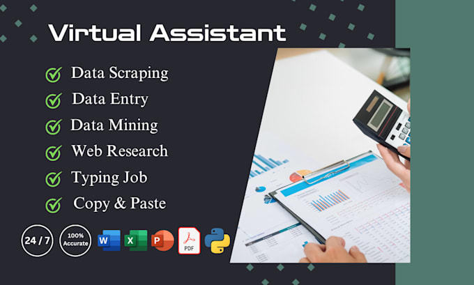 be your virtual assistant for data entry, data mining, copy paste, web research