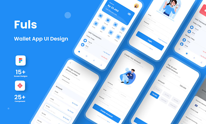 Do ui ux design for mobile app with figma by Threelight | Fiverr