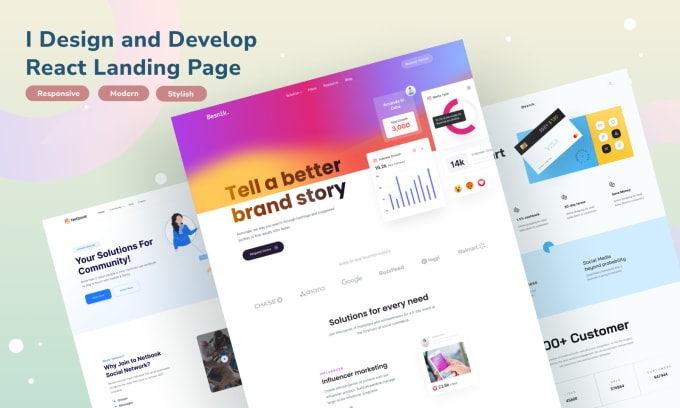 Design and develop attractive and responsive landing page in reactjs by ...