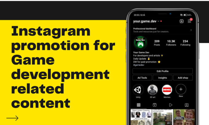 do an instagram shoutout on a 22k game development page