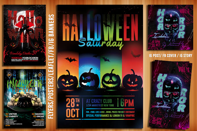 design modern halloween flyers aand social media banners