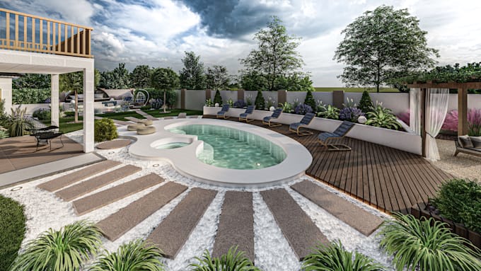 design 3d,2d garden,yard,landscape,patio, backyard