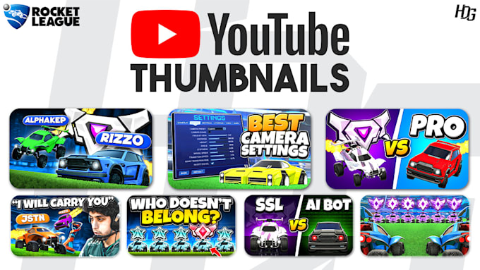 design high quality rocket league youtube thumbnails