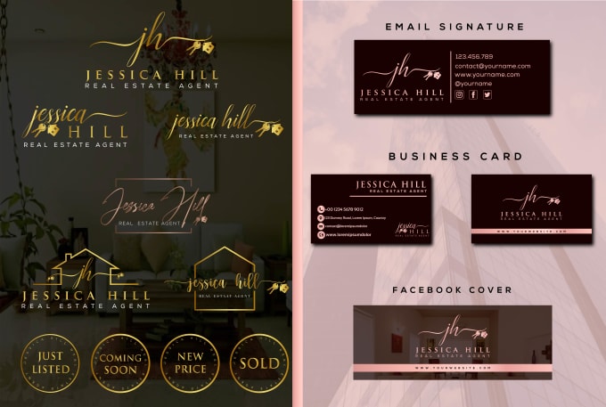create luxury  signature real estate logo with branding kit