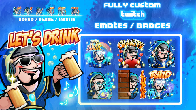 draw and animate top quality twitch emotes or sub badges