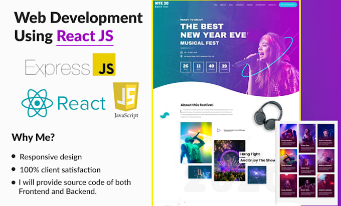 Develop full and mern stack custom web using mongodb, express, react js ...