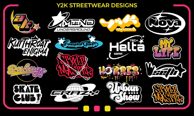 draw a hand lettering typography style, font and y2k streetwear logo design