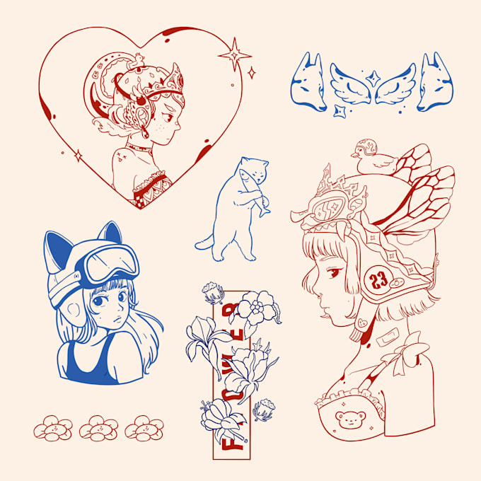 Best Deals! I will draw a custom minimalist cute tattoo in my style  for $30
